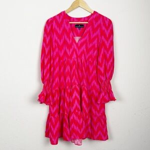 Pomander Place Tuckernuck Hot Pink Ikat Mini Dress Size Medium
